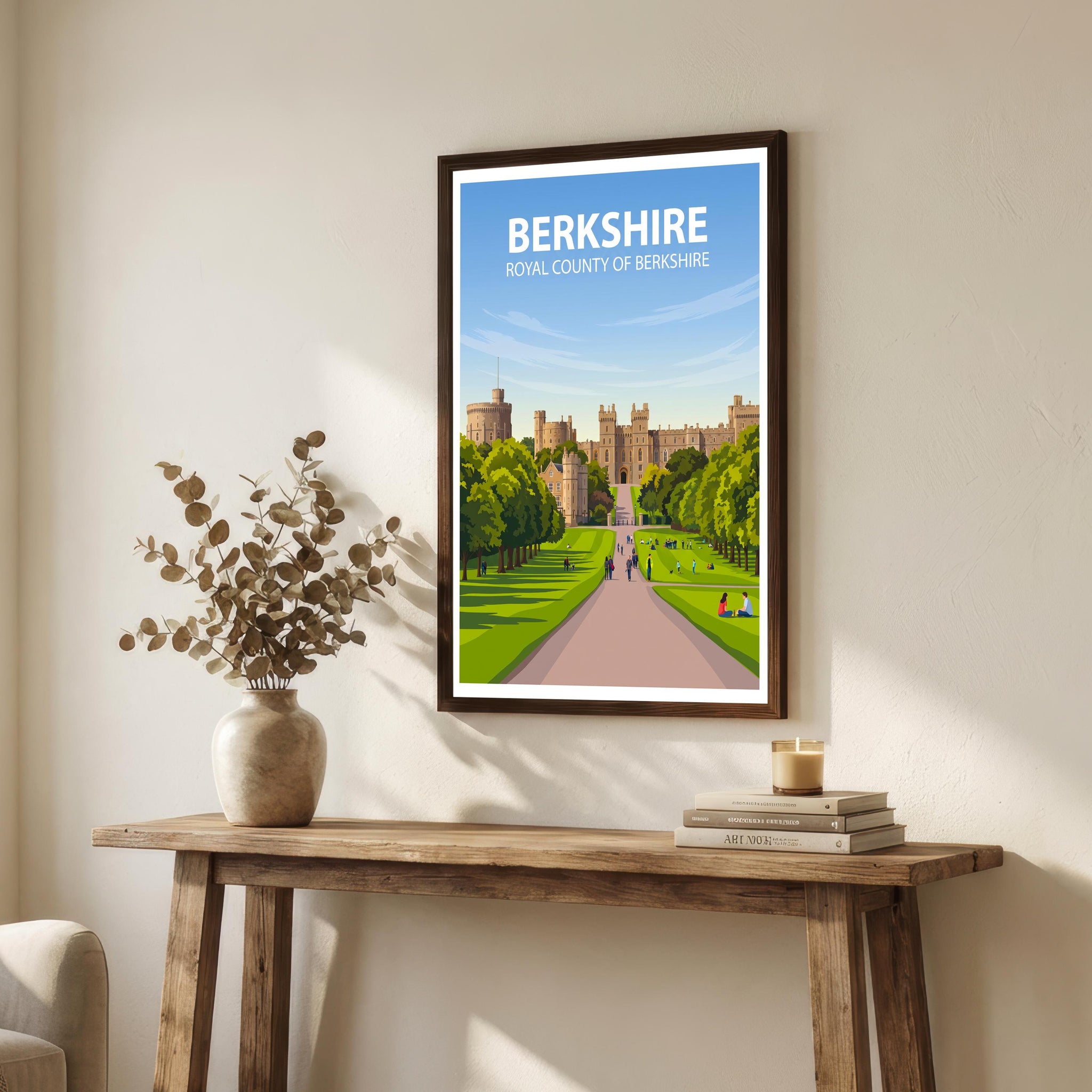 Berkshire England Travel Print Thames Valley Countryside Wall Decor Historic County Travel Poster UK Gift Home Décor