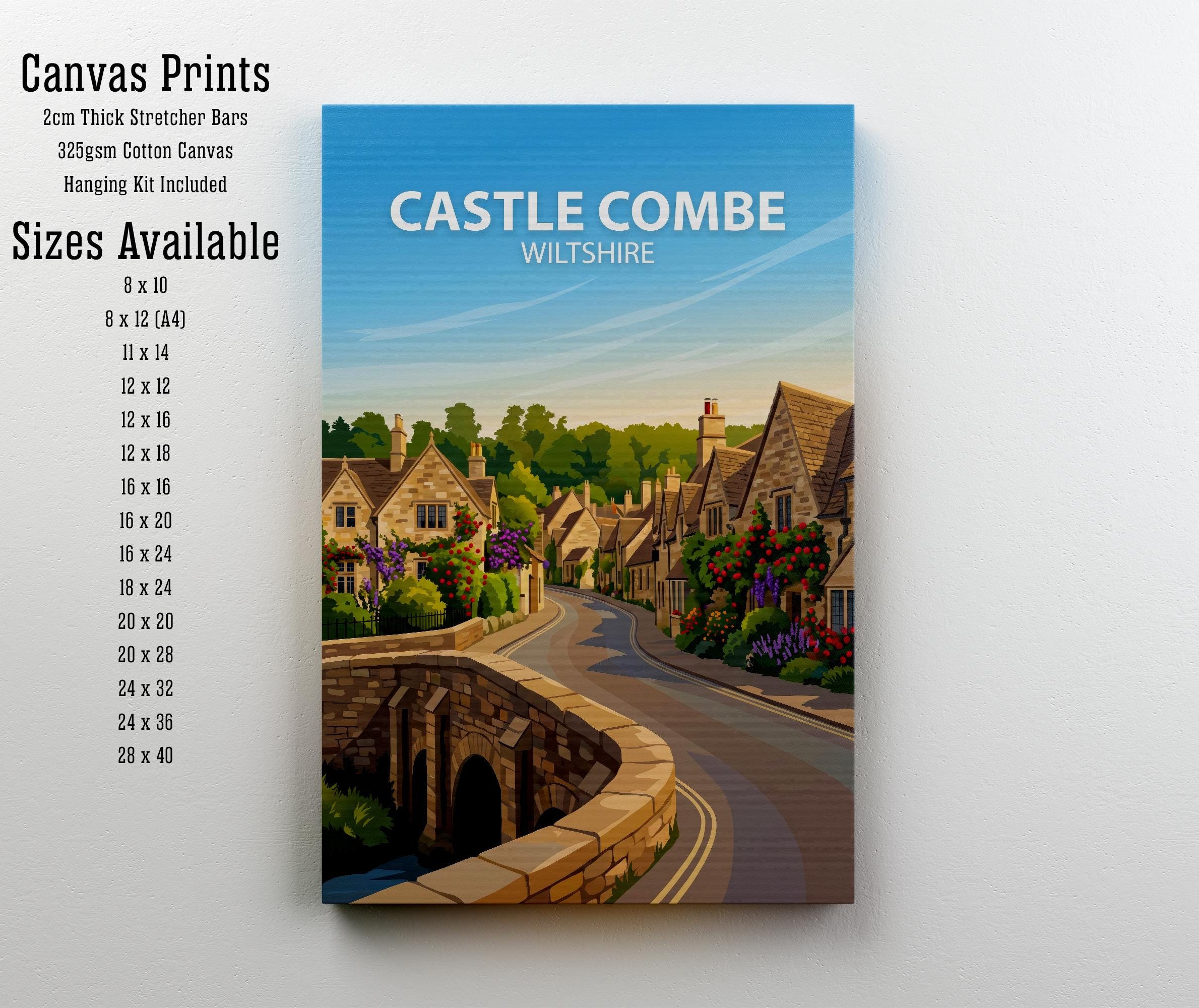 Castle Combe Wiltshire Travel Print Cotswolds Village Wall Decor English Countryside Travel Poster UK Gift Home Décor