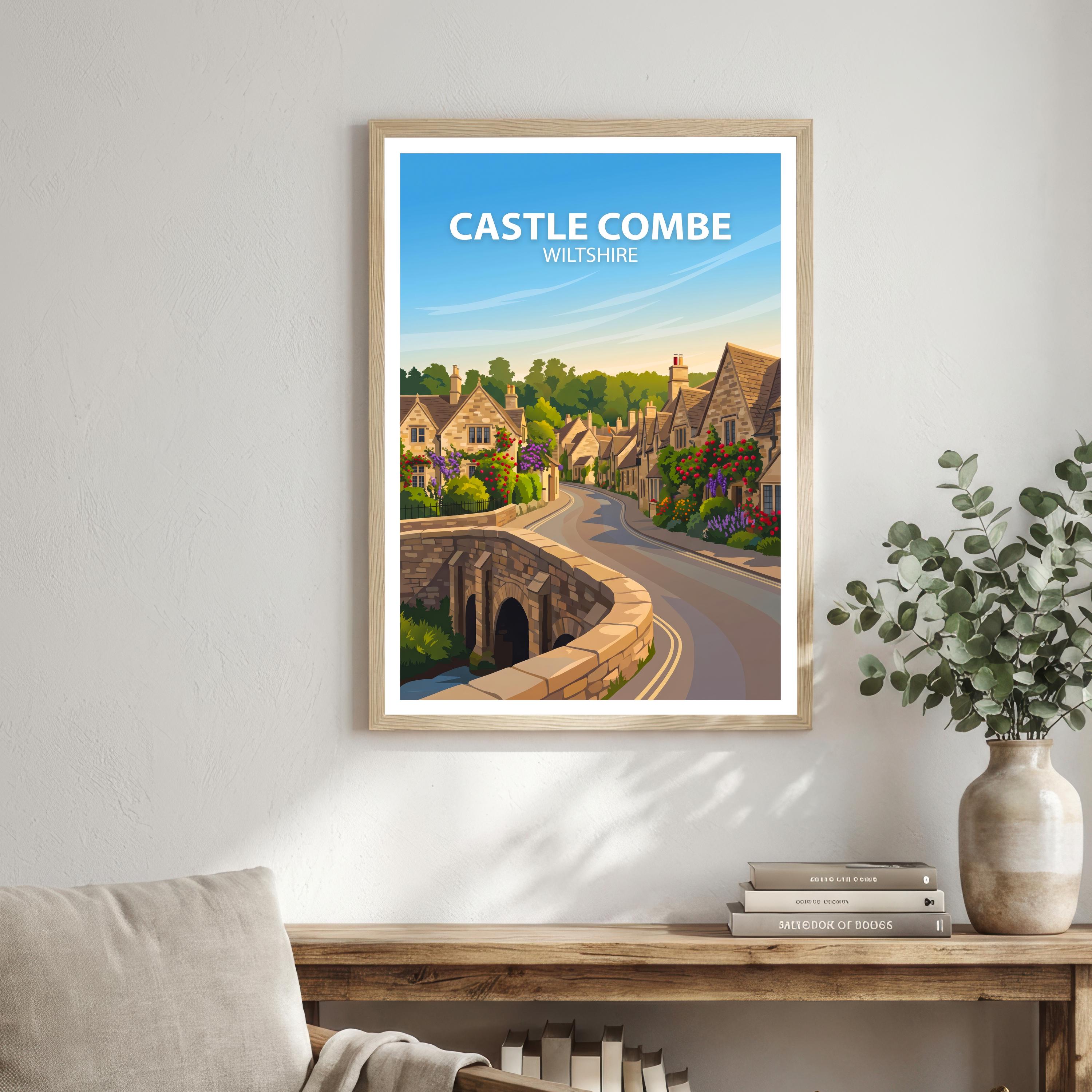 Castle Combe Wiltshire Travel Print Cotswolds Village Wall Decor English Countryside Travel Poster UK Gift Home Décor