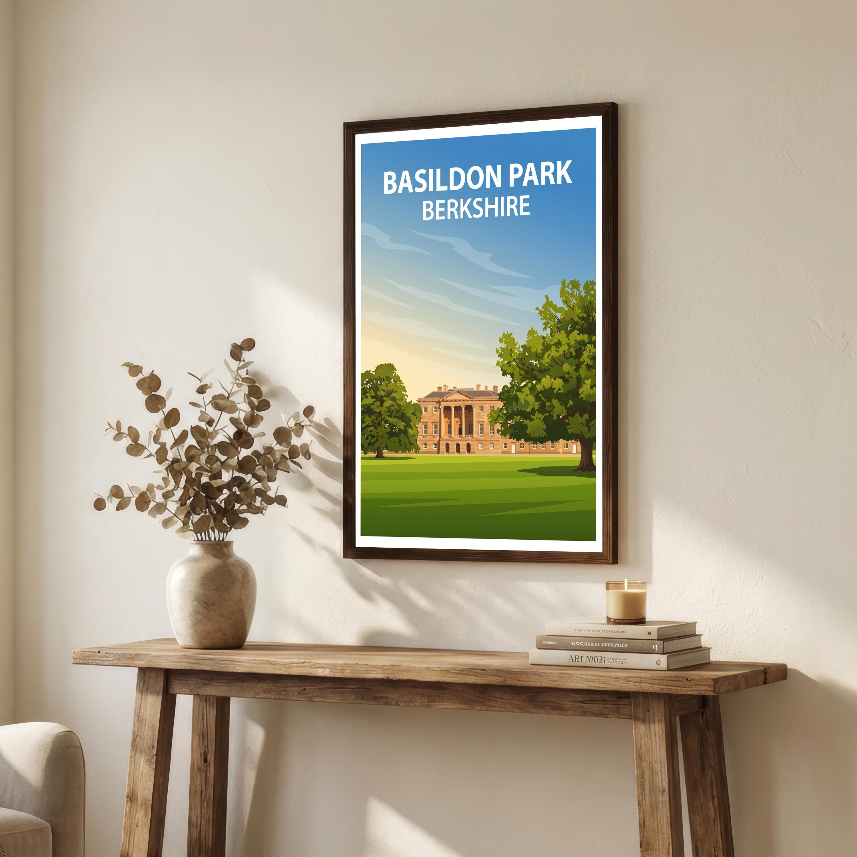 Basildon Park Berkshire Travel Print Historic House Wall Decor English Countryside Travel Poster UK Gift Home Décor