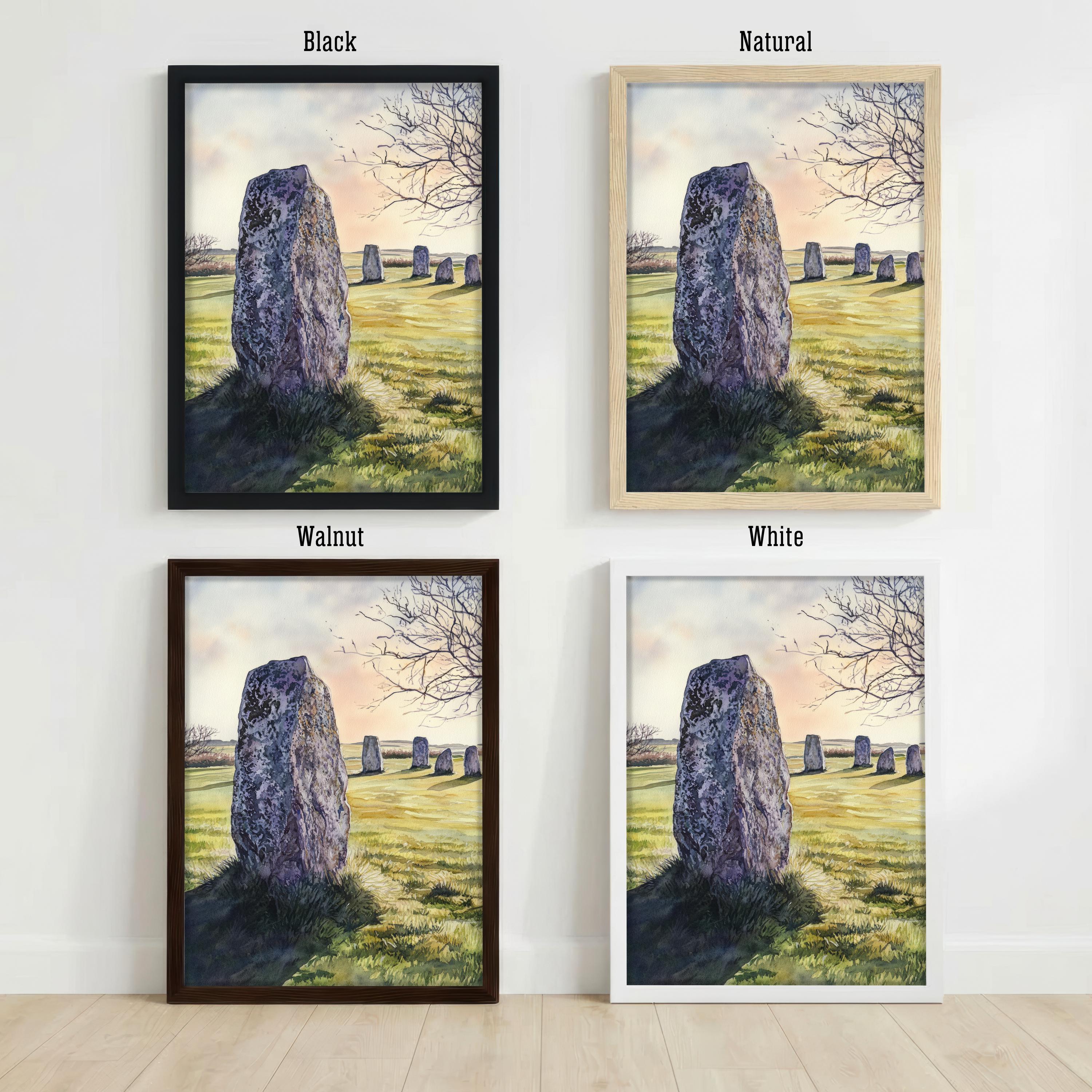 Avebury Wiltshire Travel Print Stone Circle Wall Decor English Countryside Travel Poster UK Gift Home Décor