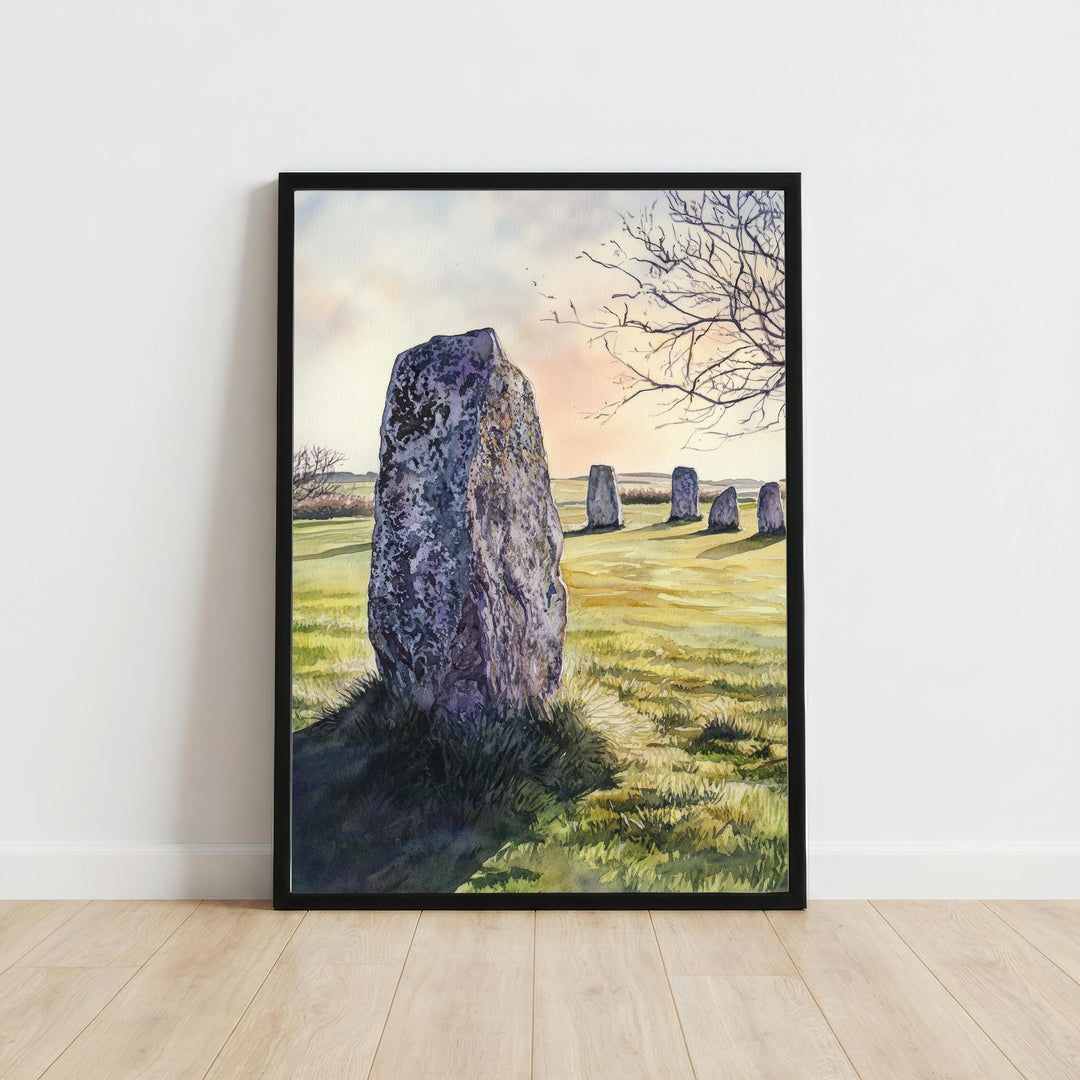 Avebury Wiltshire Travel Print Stone Circle Wall Decor English Countryside Travel Poster UK Gift Home Décor