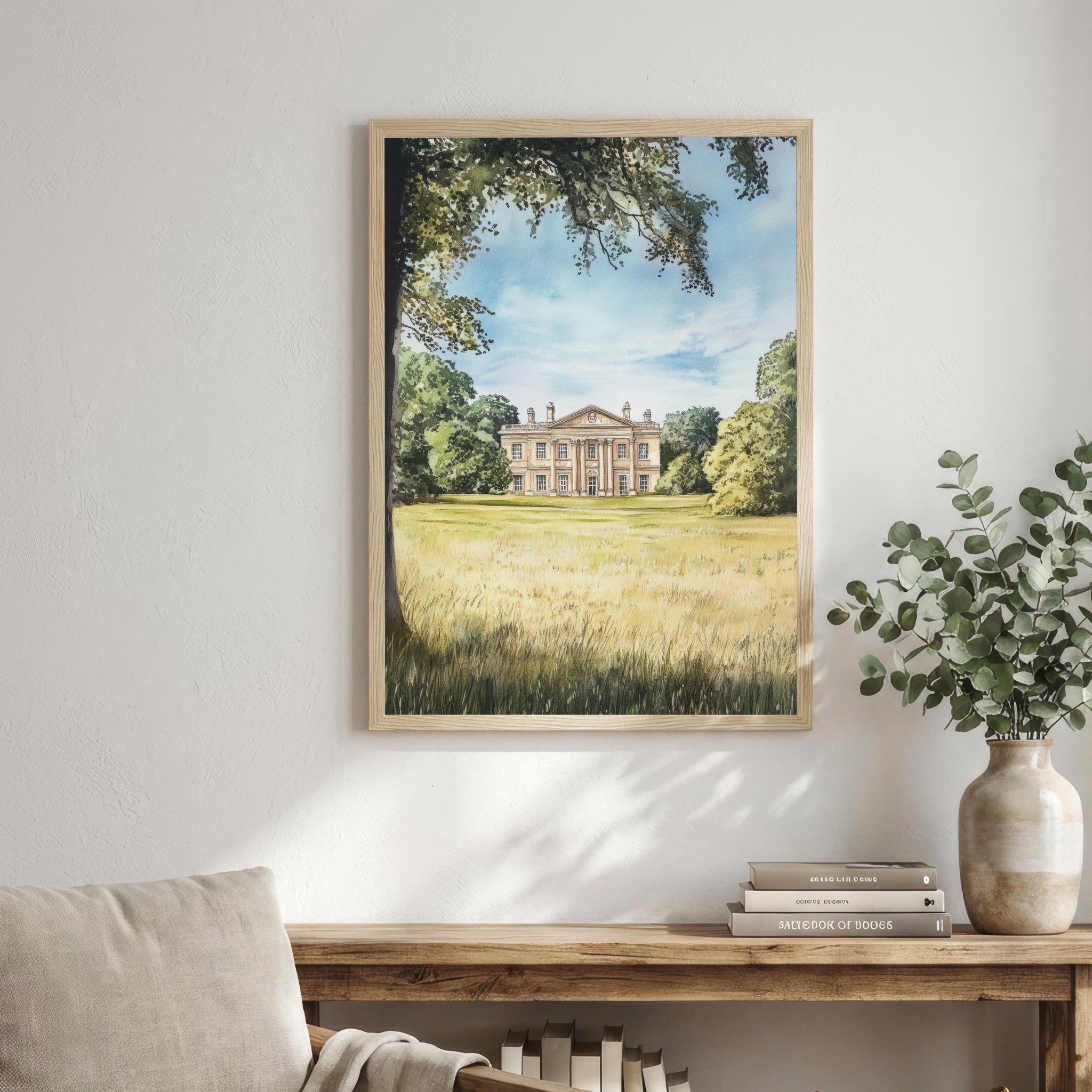Basildon Park Berkshire Watercolour Travel Print Historic House Wall Decor English Countryside Travel Poster UK Gift Home Décor
