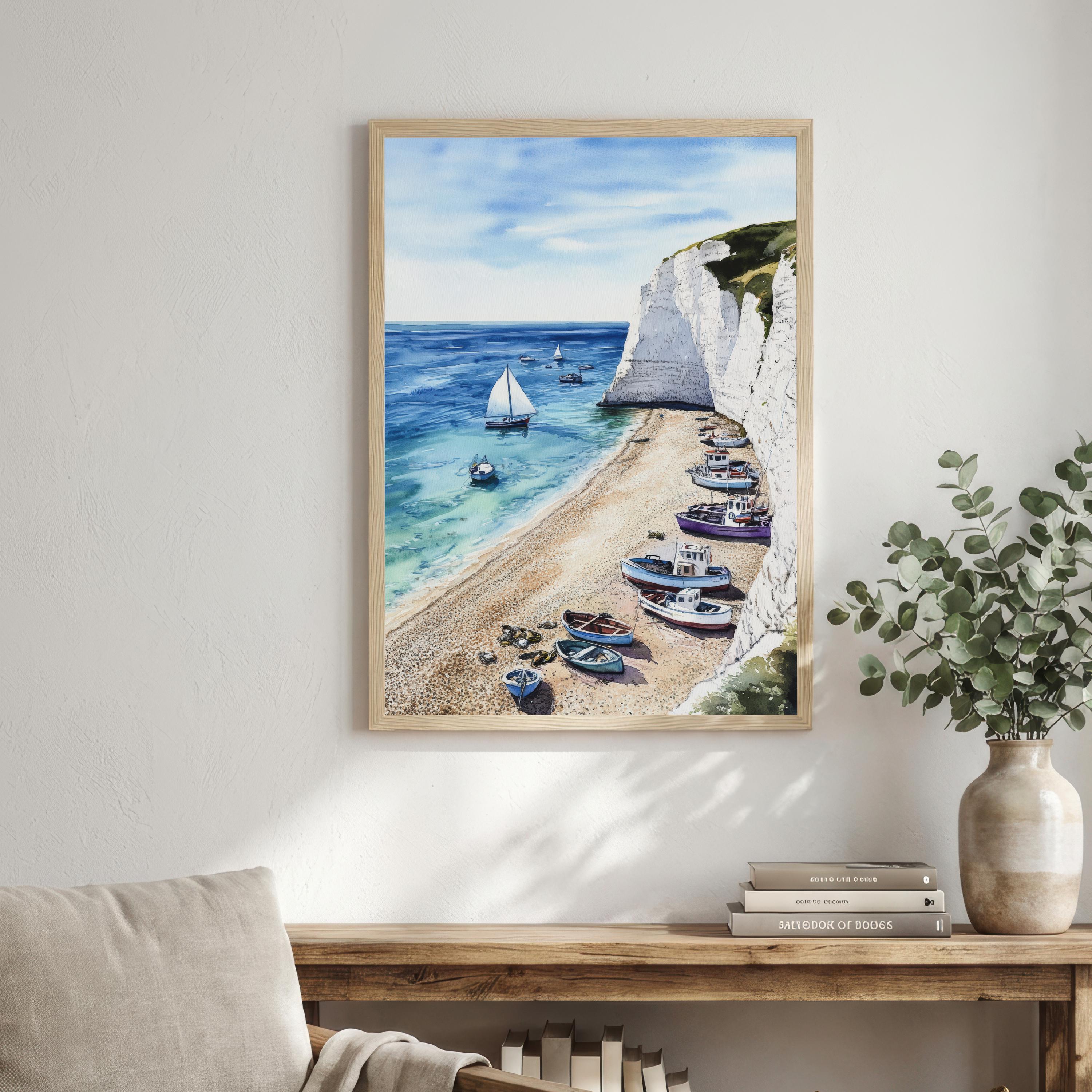 Beer Devon Travel Print Seaside Village Wall Decor Jurassic Coast Travel Poster UK Gift Home Décor