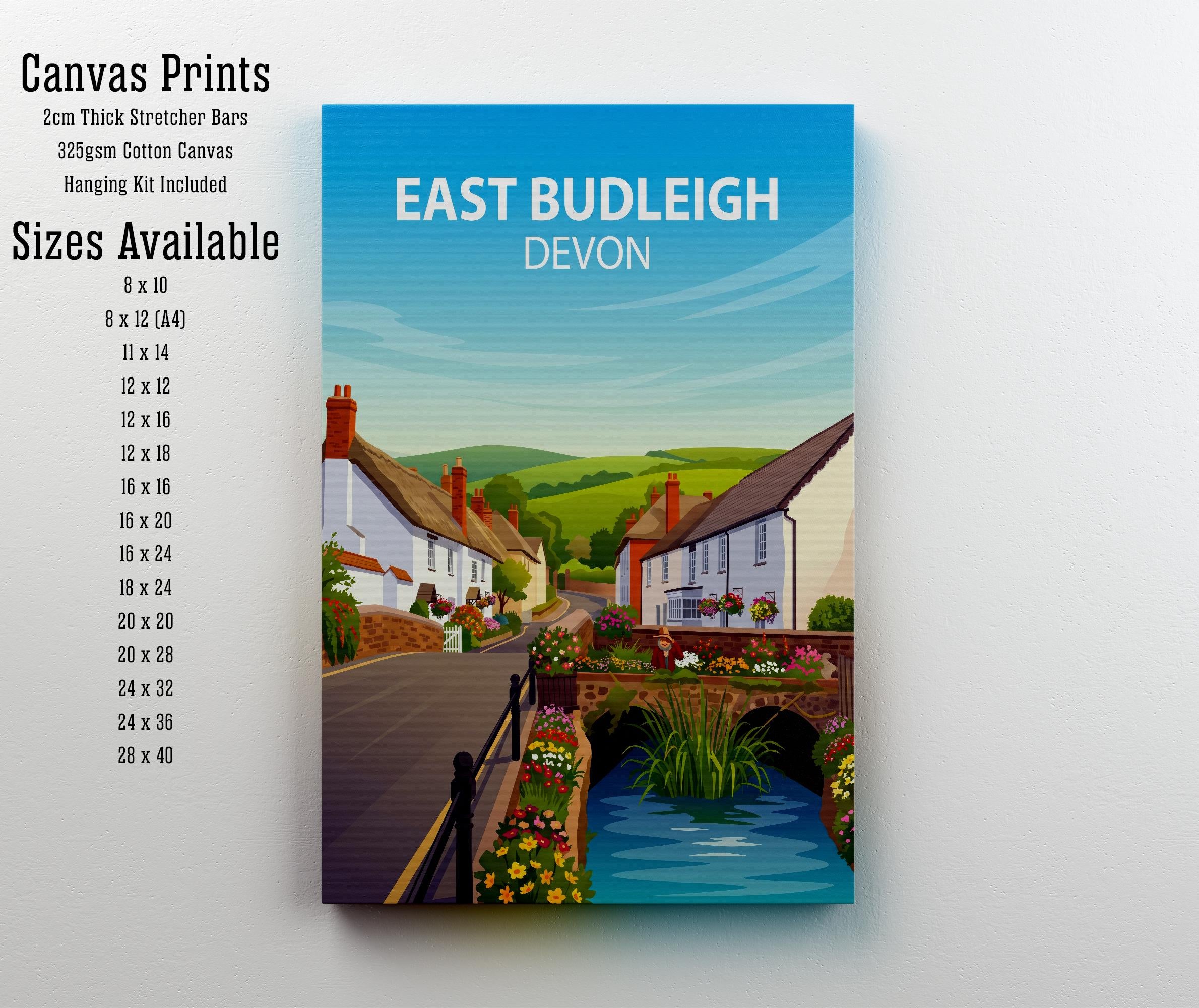East Budleigh Devon Travel Print Historic Village Wall Decor English Countryside Travel Poster UK Gift Home Décor