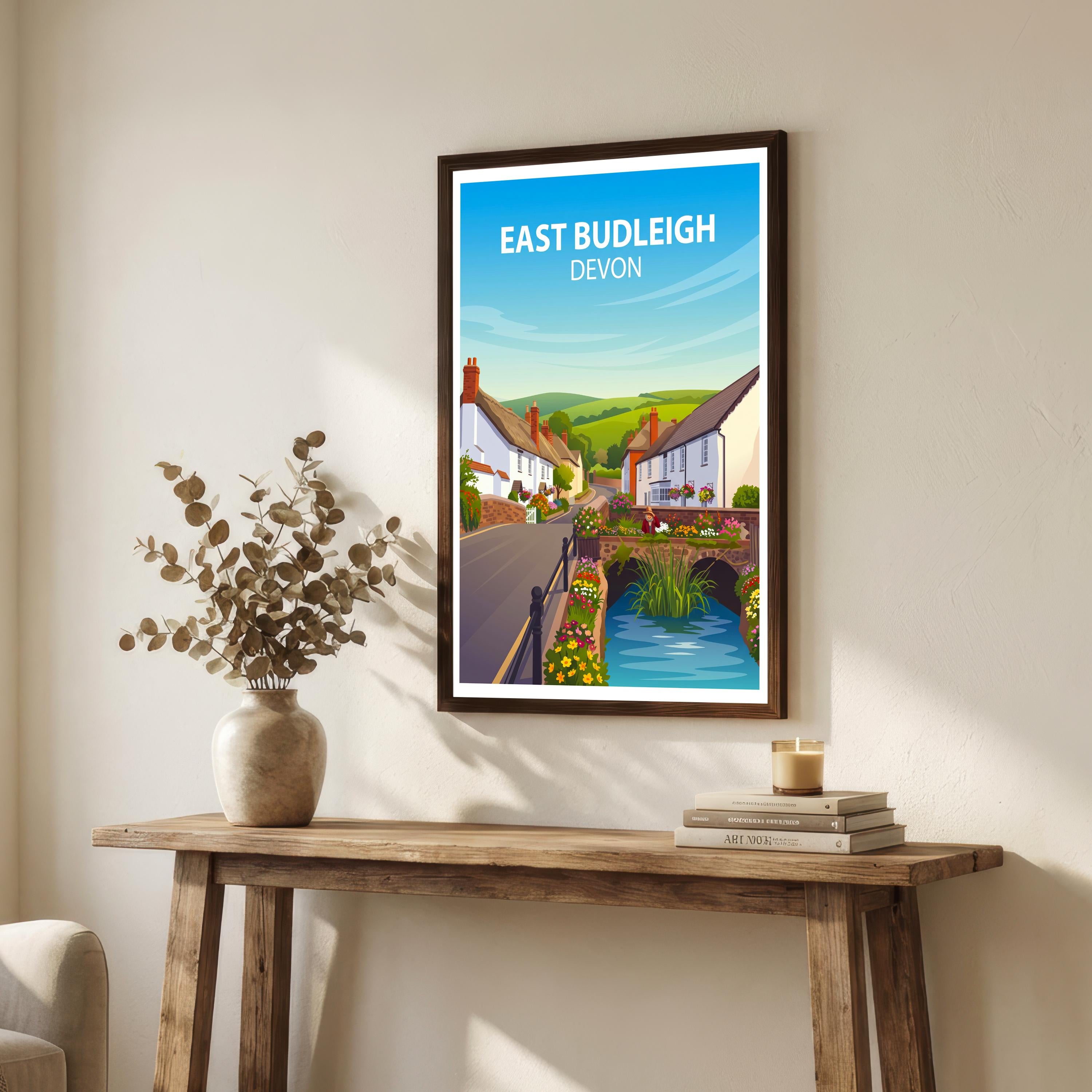 East Budleigh Devon Travel Print Historic Village Wall Decor English Countryside Travel Poster UK Gift Home Décor