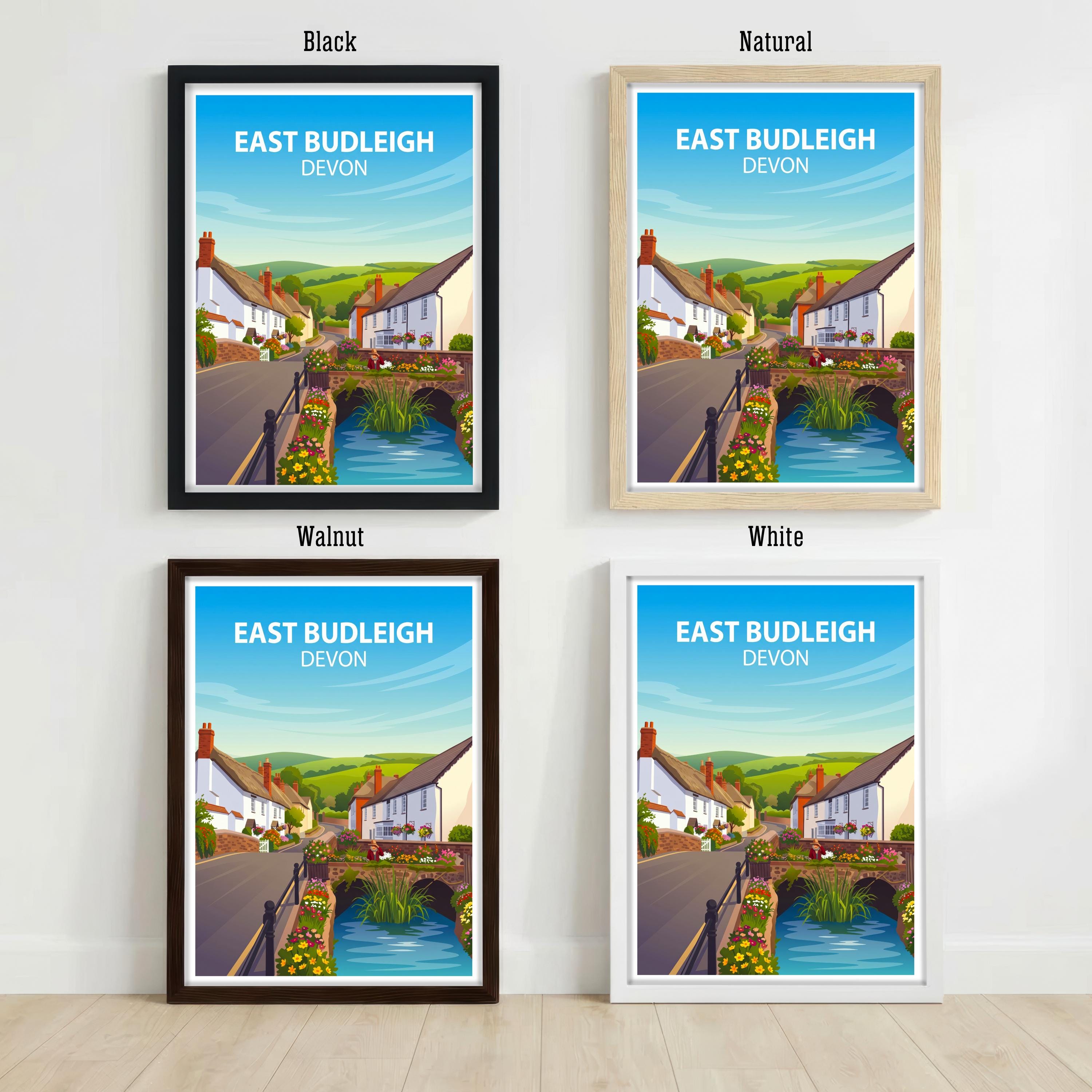 East Budleigh Devon Travel Print Historic Village Wall Decor English Countryside Travel Poster UK Gift Home Décor