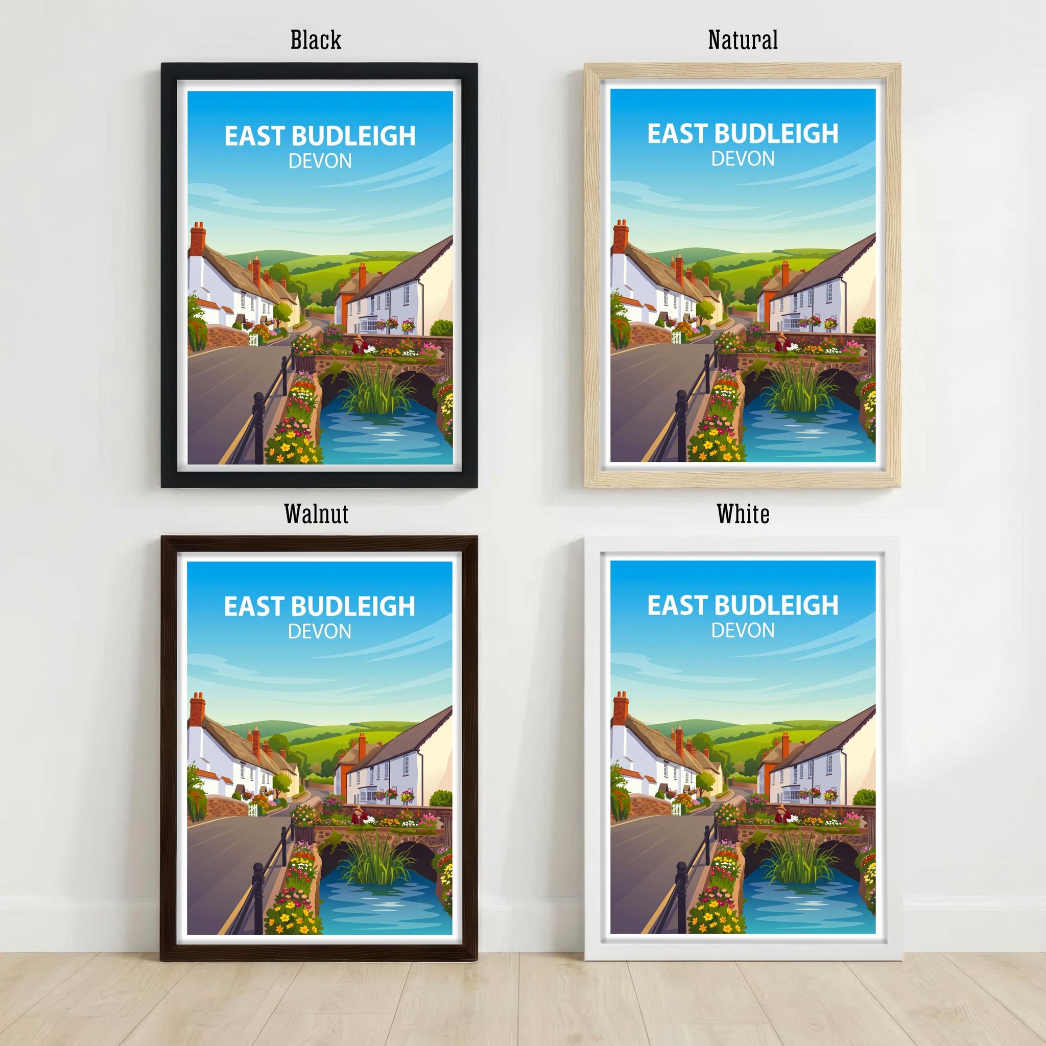 East Budleigh Devon Travel Print Historic Village Wall Decor English Countryside Travel Poster UK Gift Home Décor