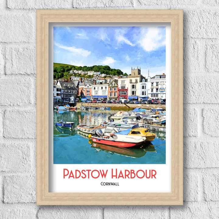 Padstow Harbour Cornwall Poster Art Print, Illustration, digital print, cityscape, print, watercolour, landscape, Cornwall