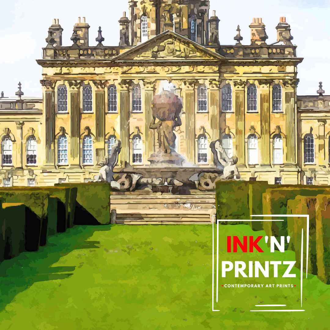 Castle Howard Art Print, Poster Art Print, Illustration, digital print, Yorkshire Art Print, Travel Poster