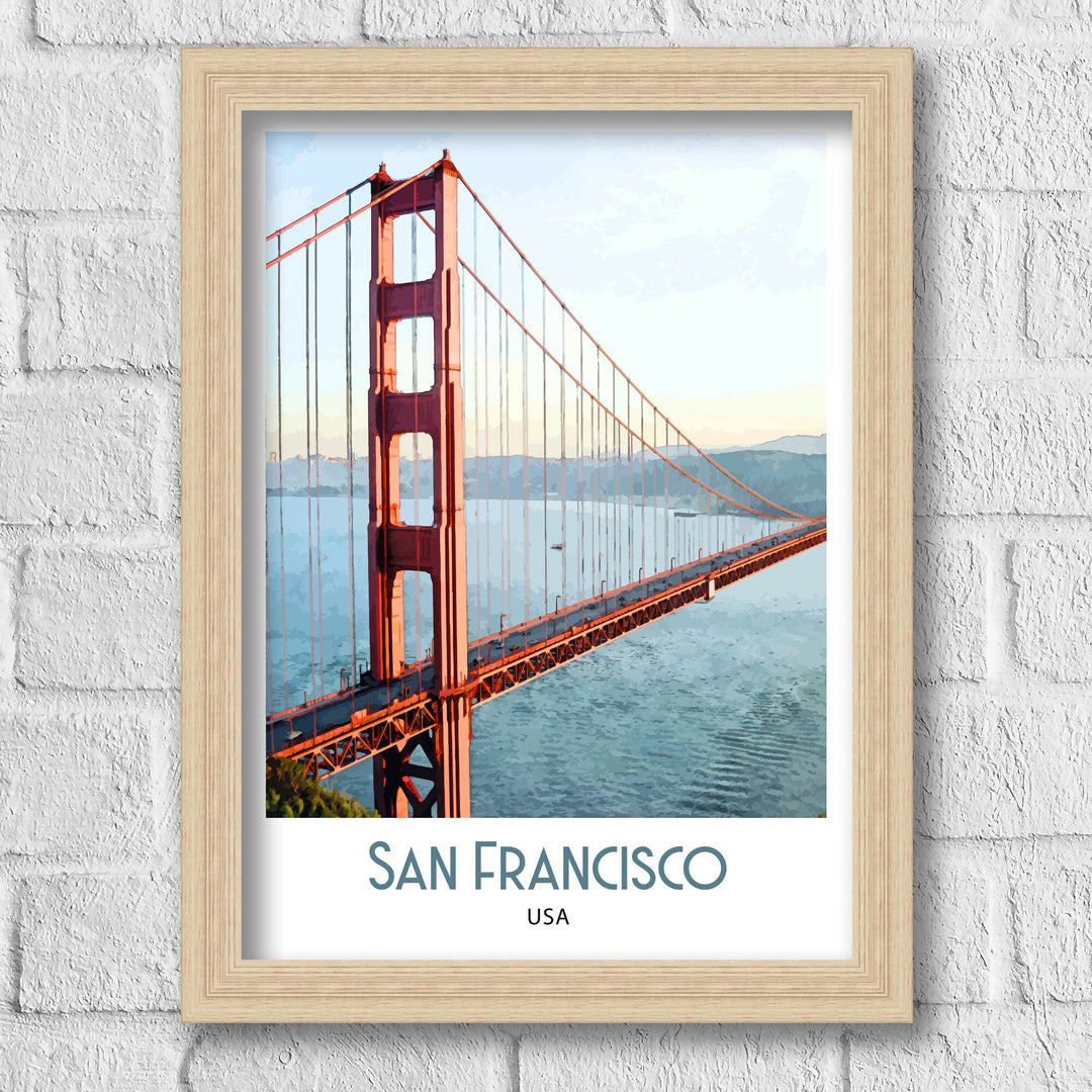 San Francisco Travel Print Travel Poster, Art Print, Wall Art, Golden Gate Bridge, San Francisco Print, USA poster, Wedding gift