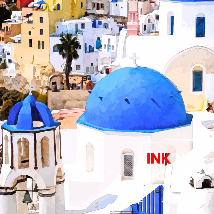 Santorini Travel Print - Greece, Travel Poster, Art Print