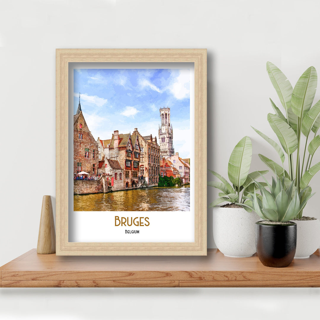 Bruges Travel Print, Belgium, Bruges Poster, Bruges Print, Art Print