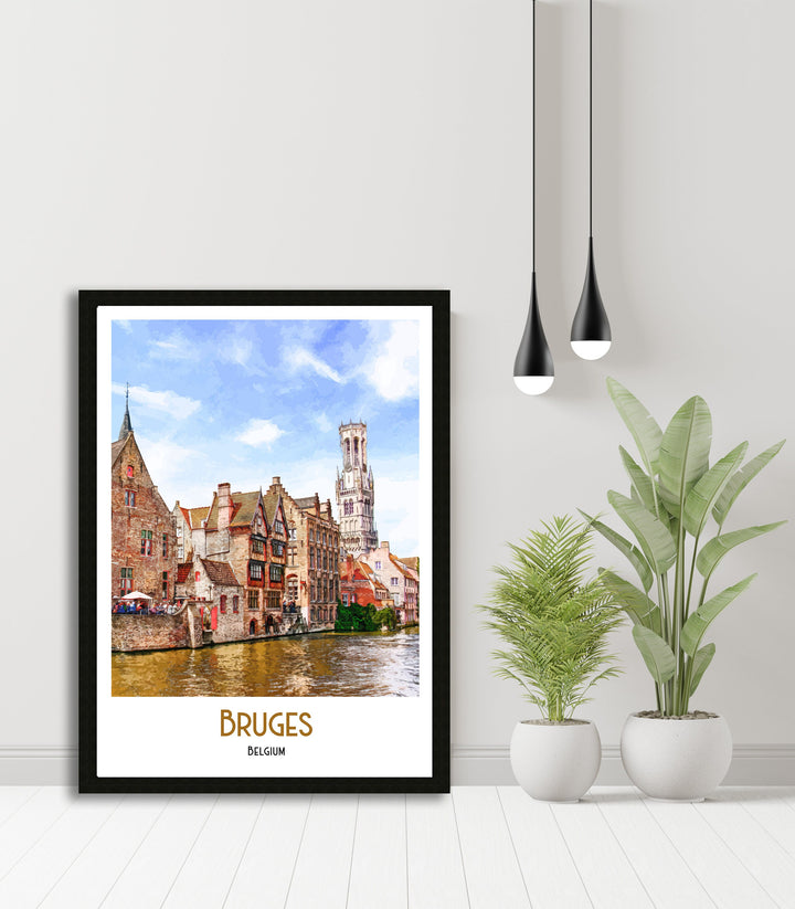 Bruges Travel Print, Belgium, Bruges Poster, Bruges Print, Art Print