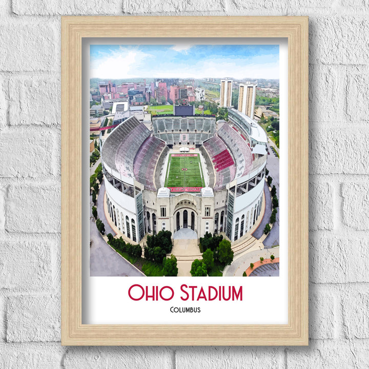 Ohio Stadium Print, Football Stadium Ohio State Buckeyes Poster Art Print, Art Poster