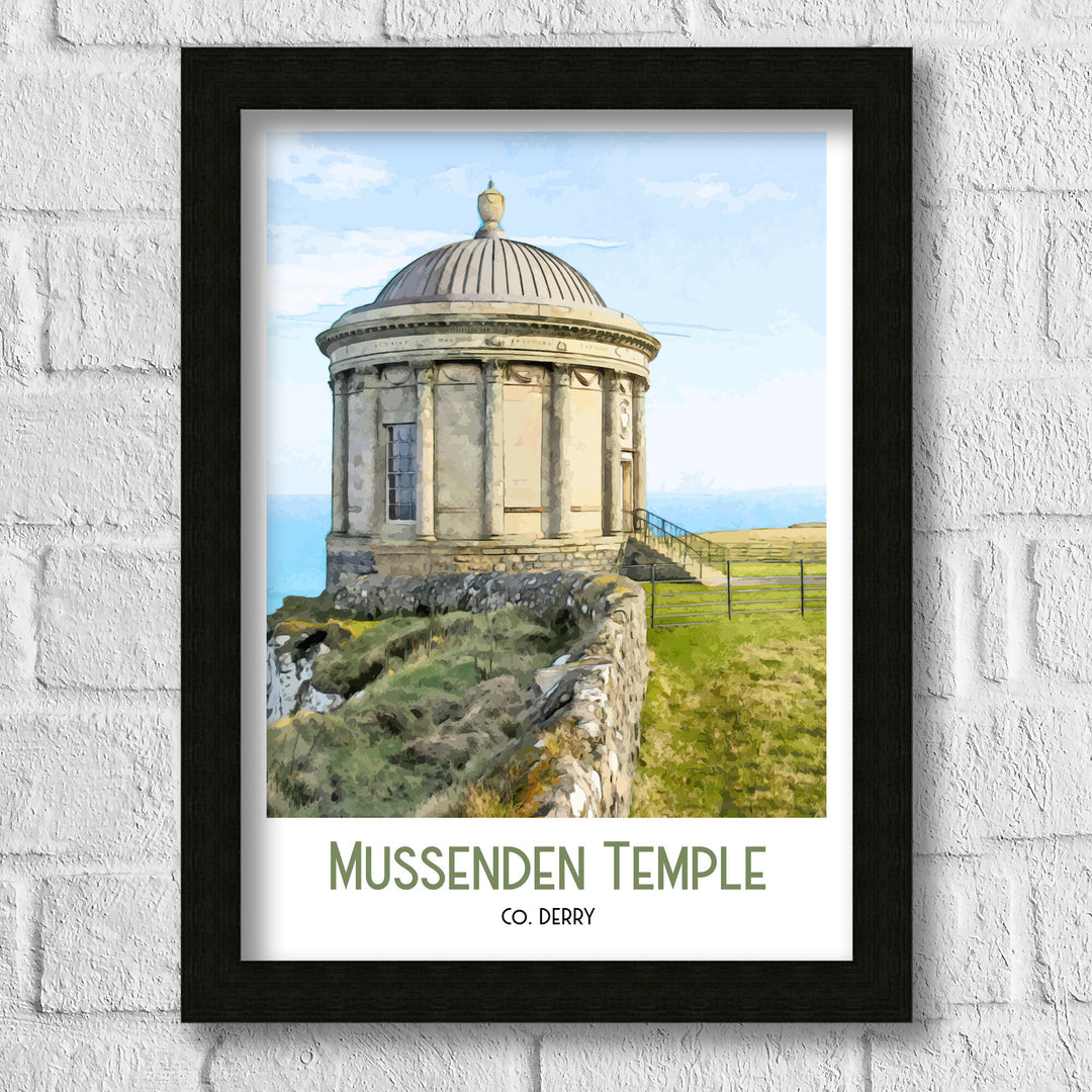 Mussenden Temple Travel Poster, Art Print, Wall Art, Irish Art Print