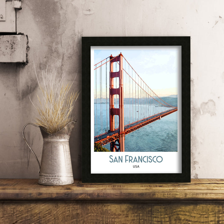 San Francisco Travel Print Travel Poster, Art Print, Wall Art, Golden Gate Bridge, San Francisco Print, USA poster, Wedding gift