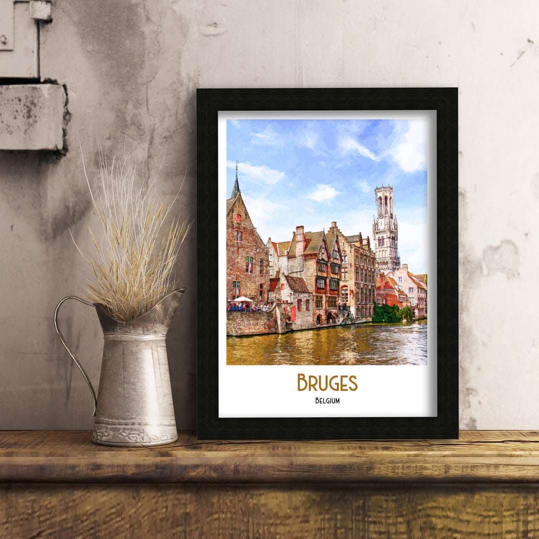 Bruges Travel Print, Belgium, Bruges Poster, Bruges Print, Art Print