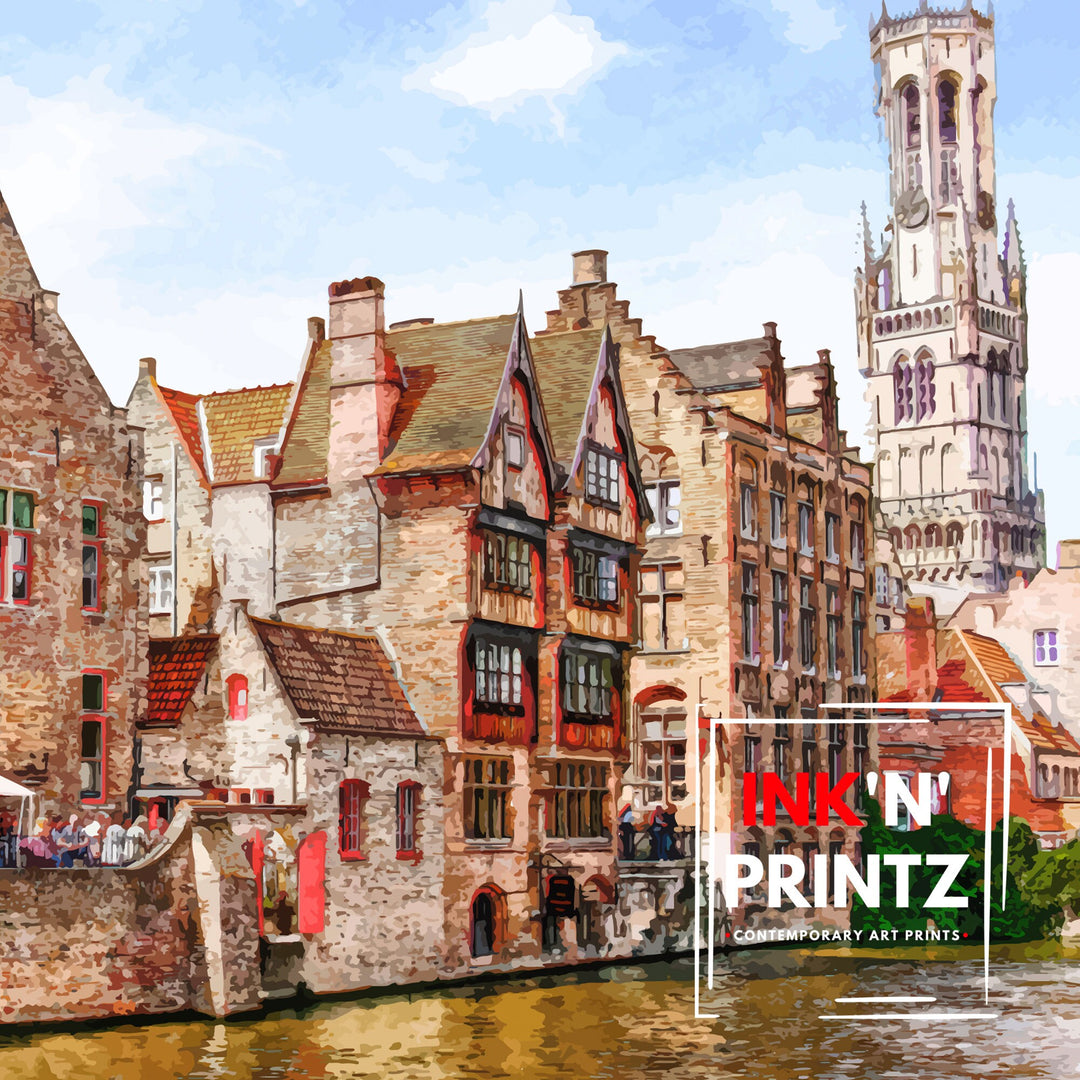 Bruges Travel Print, Belgium, Bruges Poster, Bruges Print, Art Print