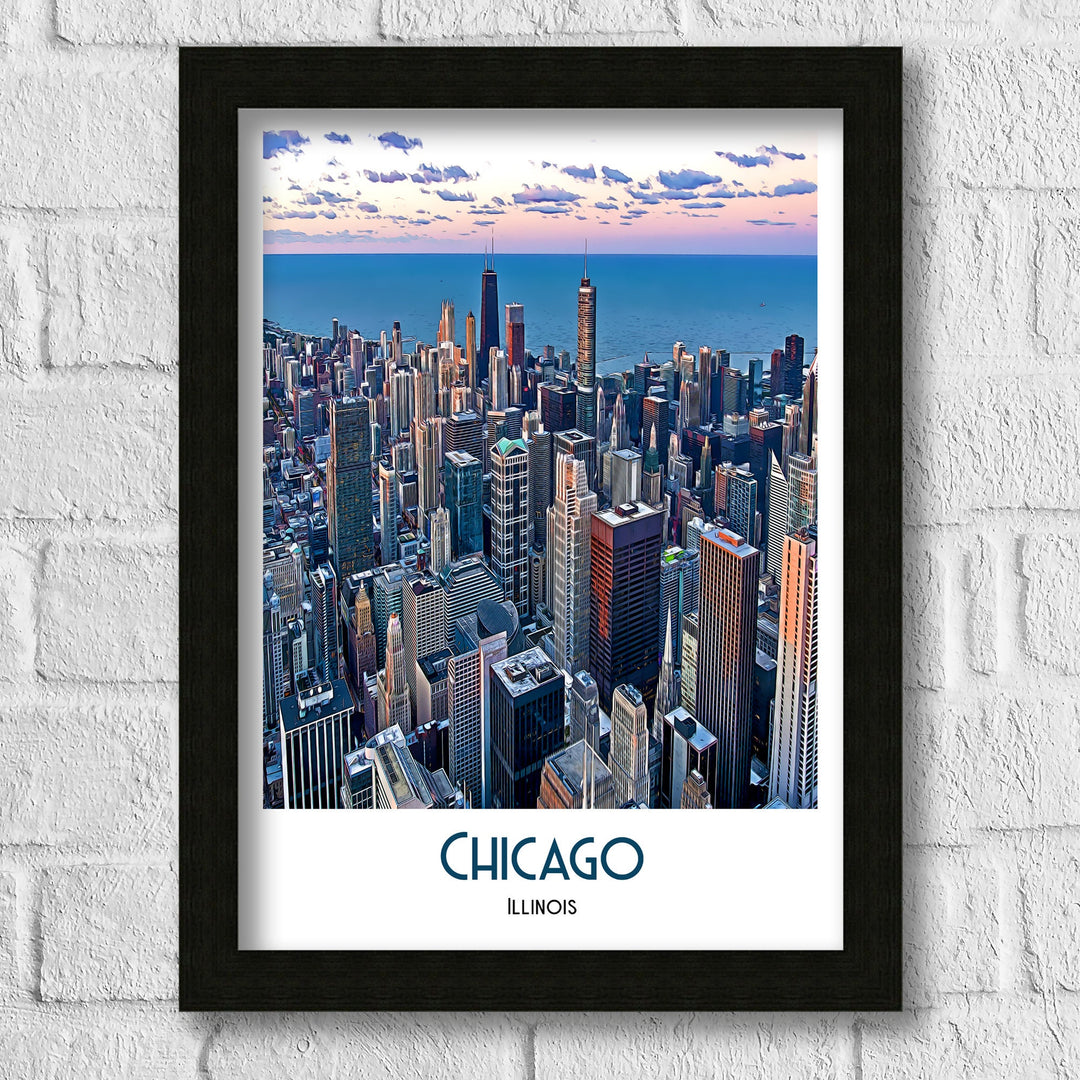 Chicago Print, Chicago Travel Poster, Chicago Art, Chicago Wall Art, Travel Poster Print, Vintage Travel Print