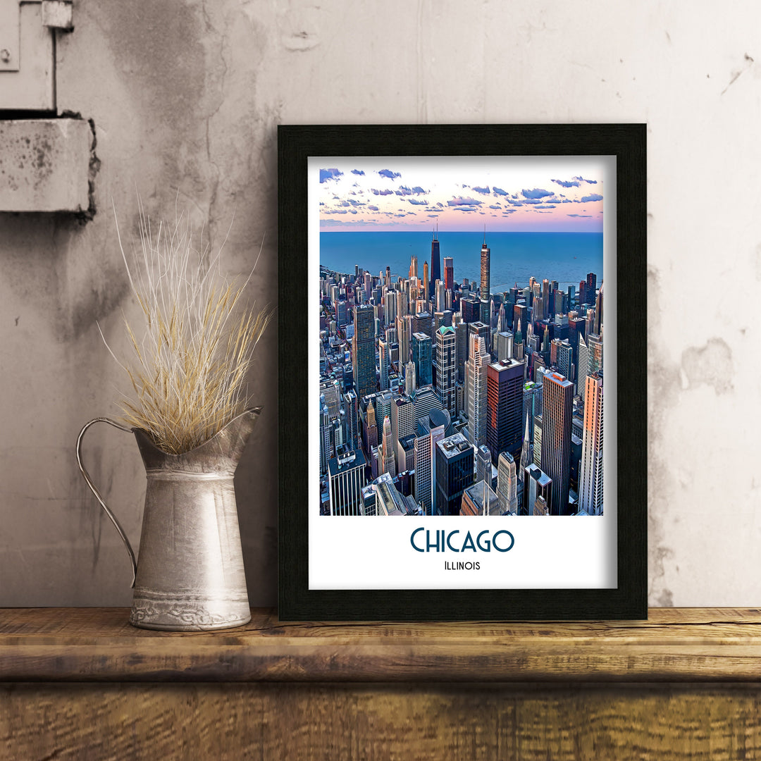 Chicago Print, Chicago Travel Poster, Chicago Art, Chicago Wall Art, Travel Poster Print, Vintage Travel Print