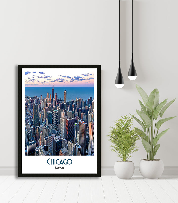 Chicago Print, Chicago Travel Poster, Chicago Art, Chicago Wall Art, Travel Poster Print, Vintage Travel Print