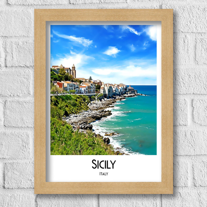 Sicily Print, Sicily Travel Poster, Sicily Art, Sicily Wall Art, Travel Poster Print, Vintage Travel Print, Sicily, Italian Art Print