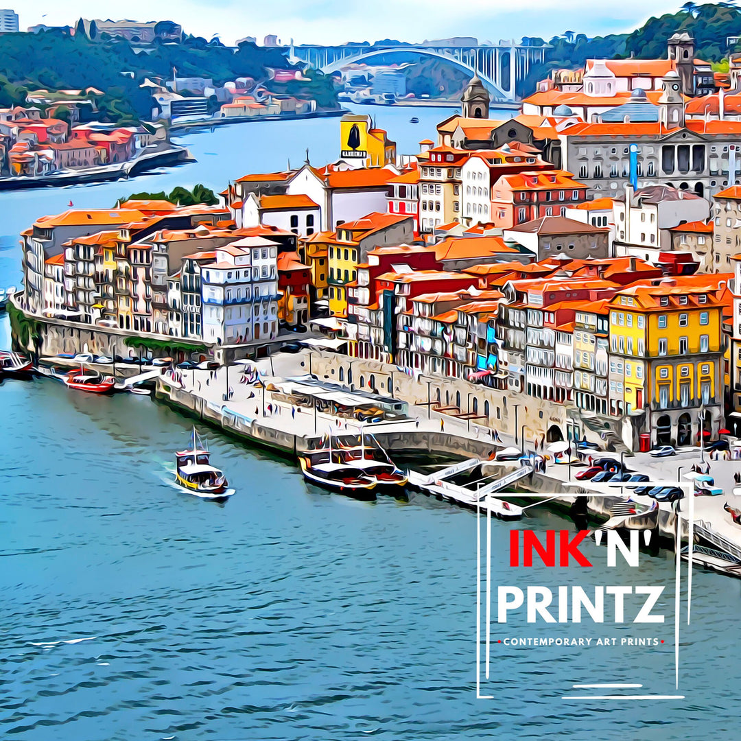 Porto Portugal Travel Poster, Porto Portugal Art, Portuguese Wall Art, Travel Poster Print, Vintage Travel Print, Portugal Print