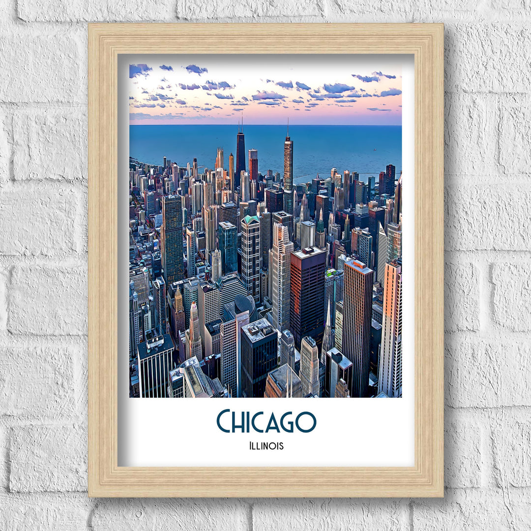 Chicago Print, Chicago Travel Poster, Chicago Art, Chicago Wall Art, Travel Poster Print, Vintage Travel Print