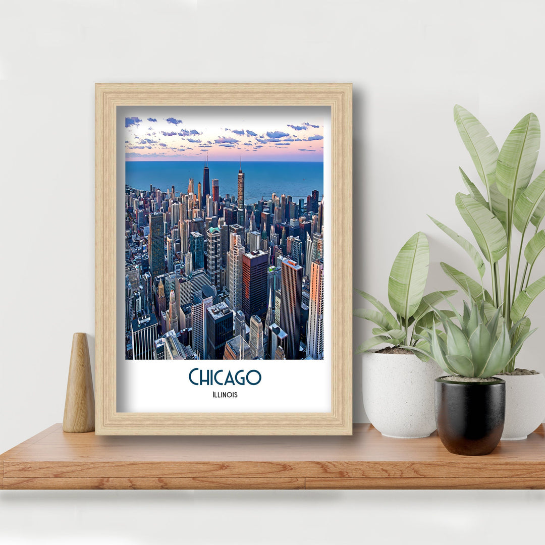 Chicago Print, Chicago Travel Poster, Chicago Art, Chicago Wall Art, Travel Poster Print, Vintage Travel Print