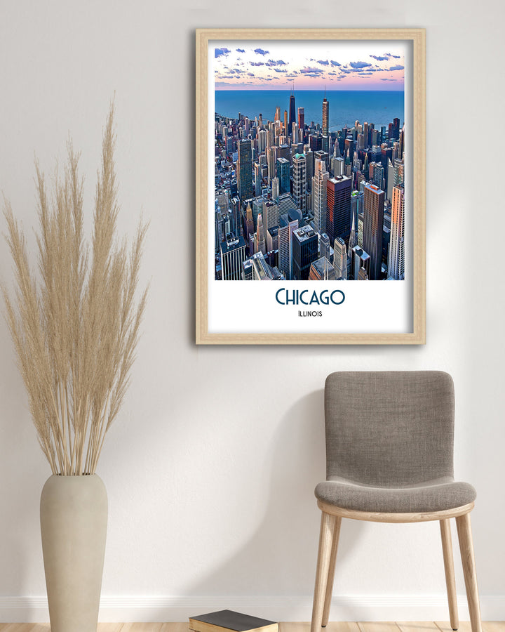 Chicago Print, Chicago Travel Poster, Chicago Art, Chicago Wall Art, Travel Poster Print, Vintage Travel Print