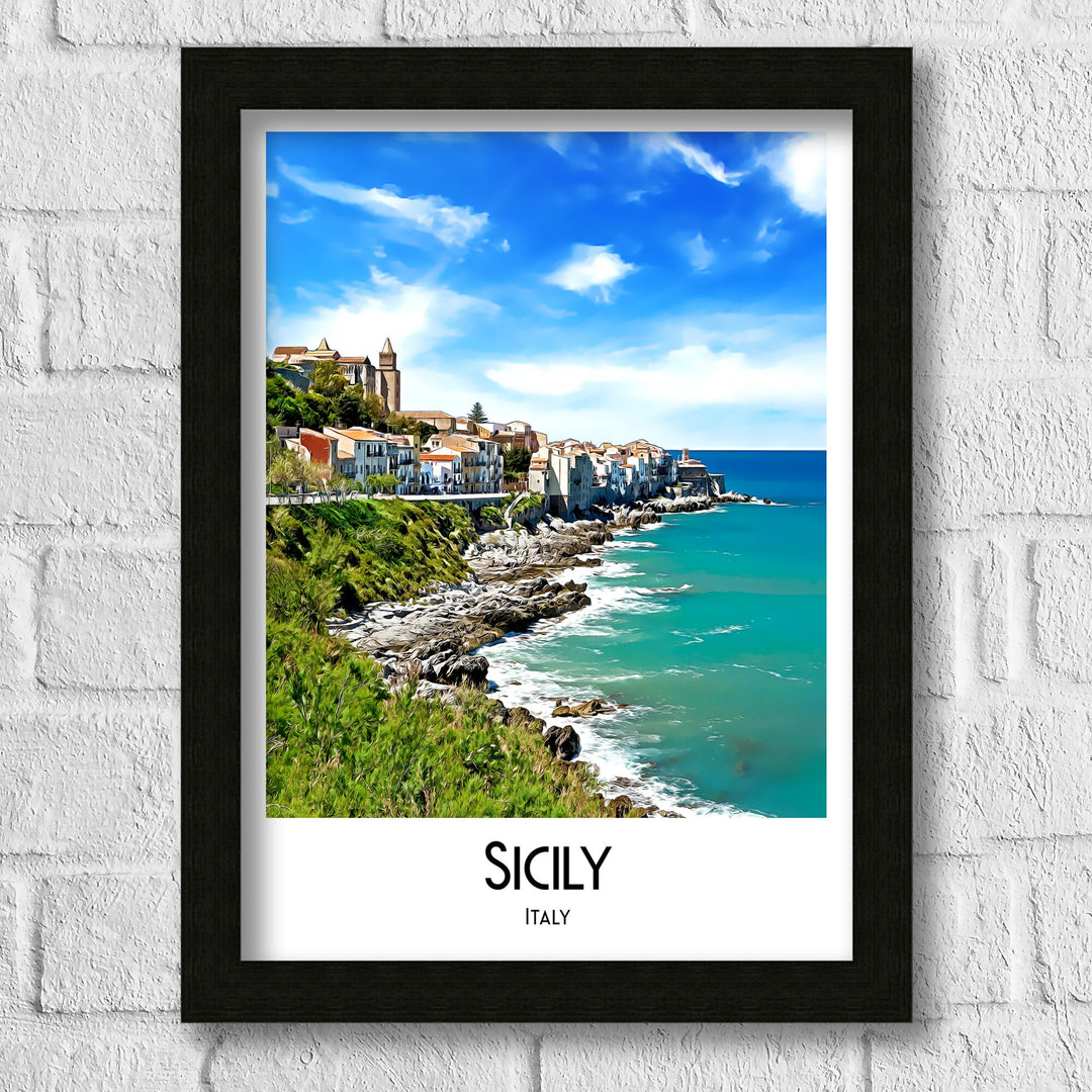 Sicily Print, Sicily Travel Poster, Sicily Art, Sicily Wall Art, Travel Poster Print, Vintage Travel Print, Sicily, Italian Art Print