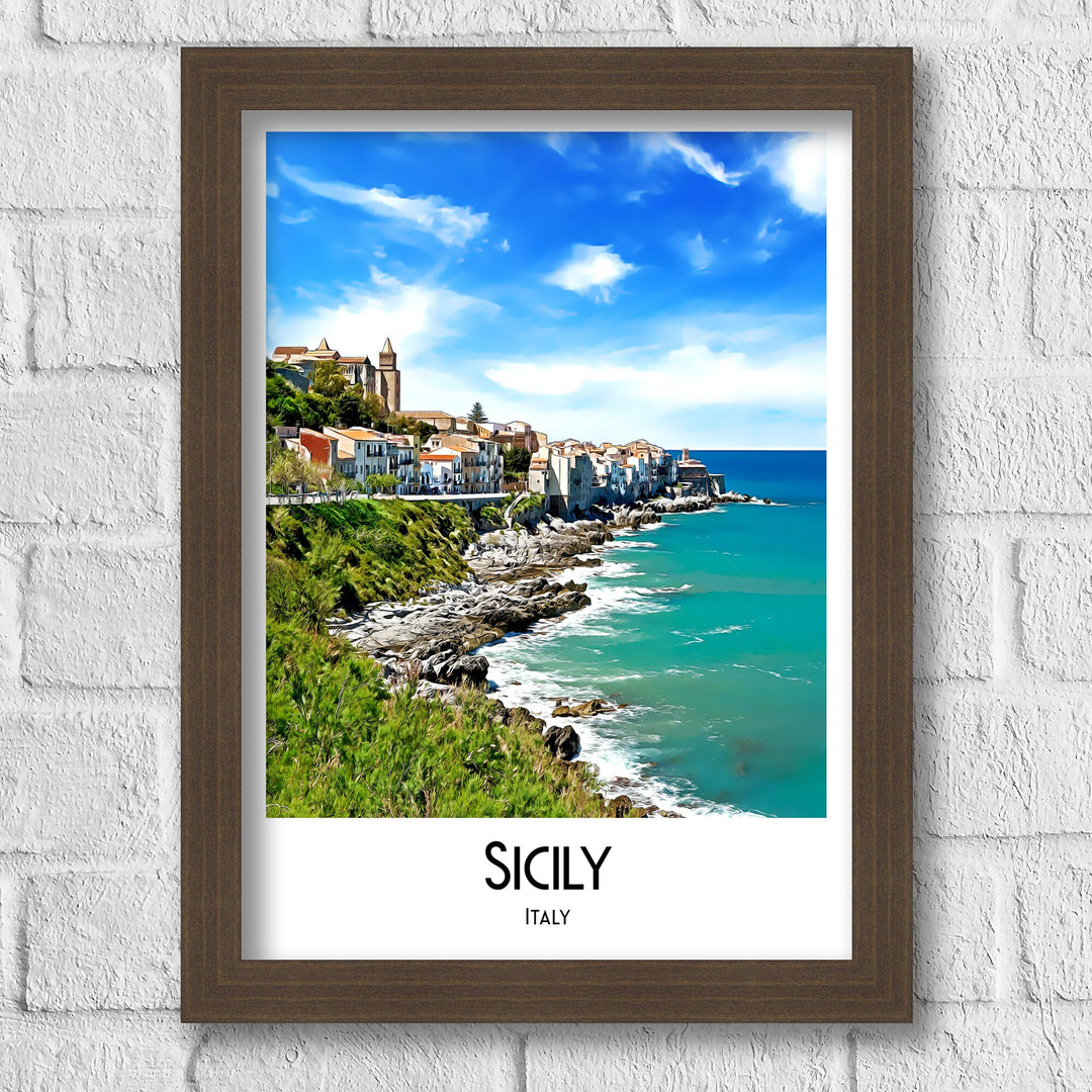 Sicily Print, Sicily Travel Poster, Sicily Art, Sicily Wall Art, Travel Poster Print, Vintage Travel Print, Sicily, Italian Art Print