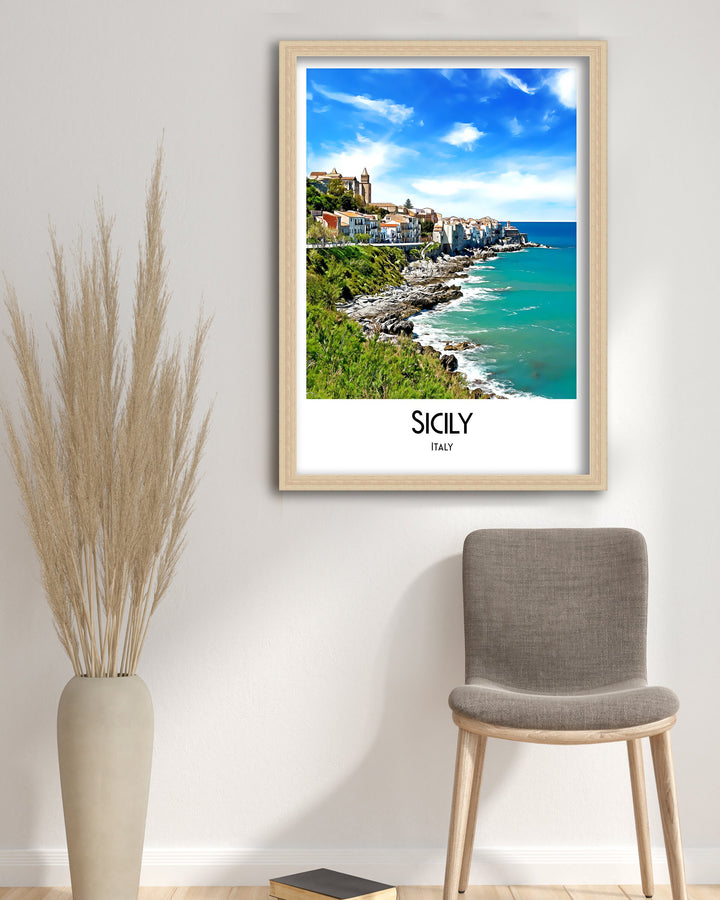 Sicily Print, Sicily Travel Poster, Sicily Art, Sicily Wall Art, Travel Poster Print, Vintage Travel Print, Sicily, Italian Art Print