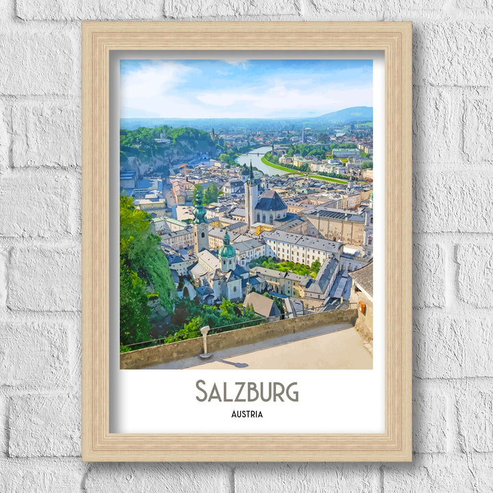 Salzburg Travel Poster, Austria Print, Salzburg Austria, Wall Art, Home Decor