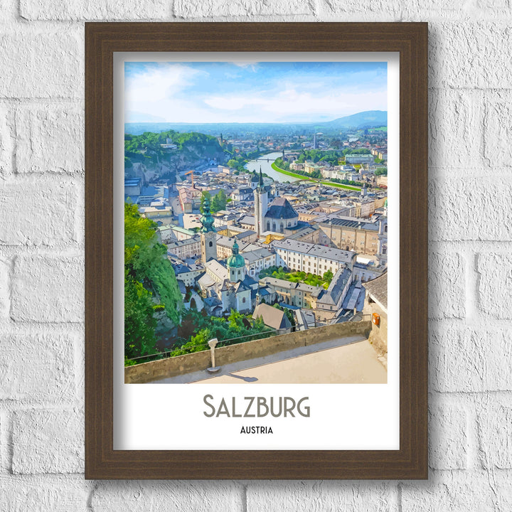 Salzburg Travel Poster, Austria Print, Salzburg Austria, Wall Art, Home Decor