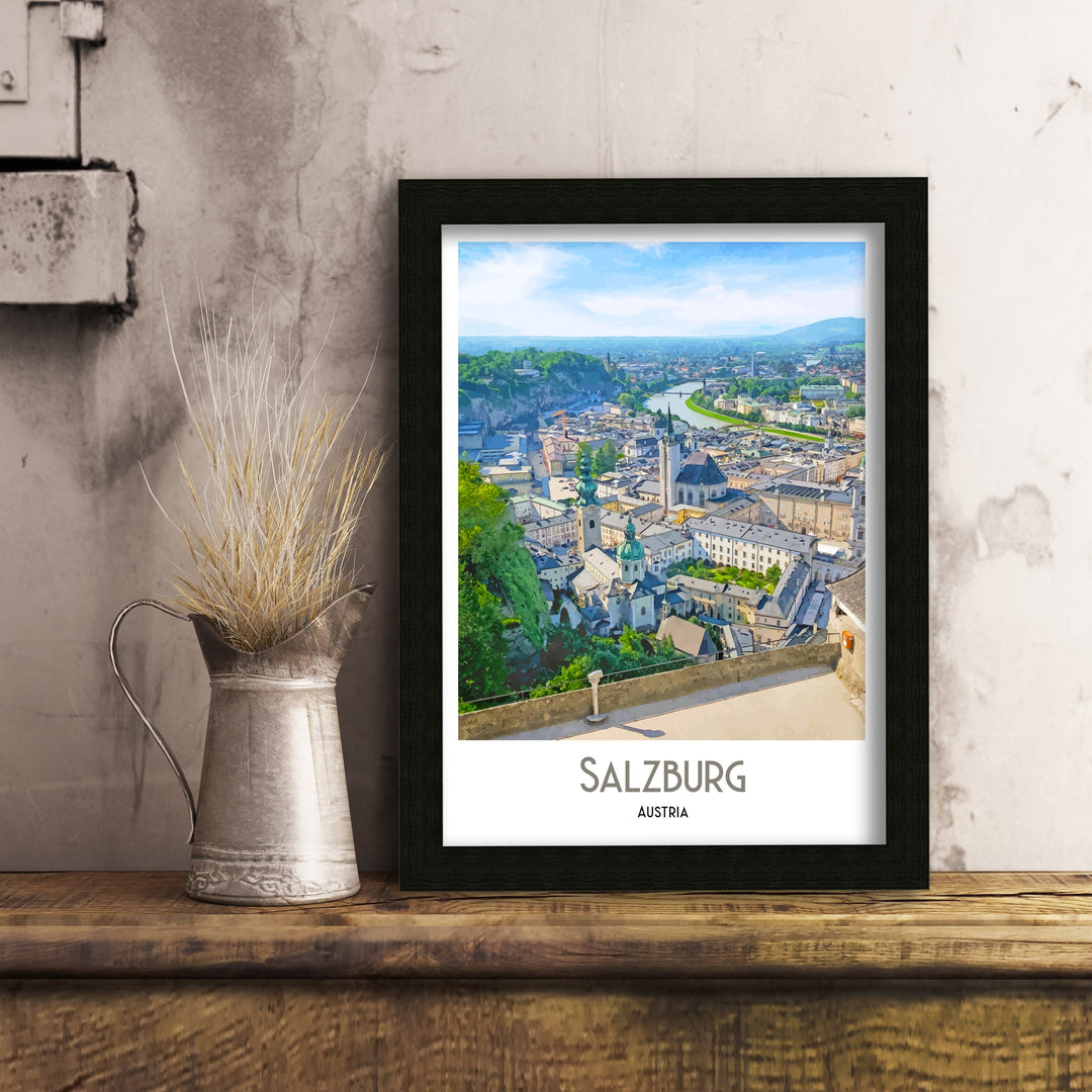 Salzburg Travel Poster, Austria Print, Salzburg Austria, Wall Art, Home Decor