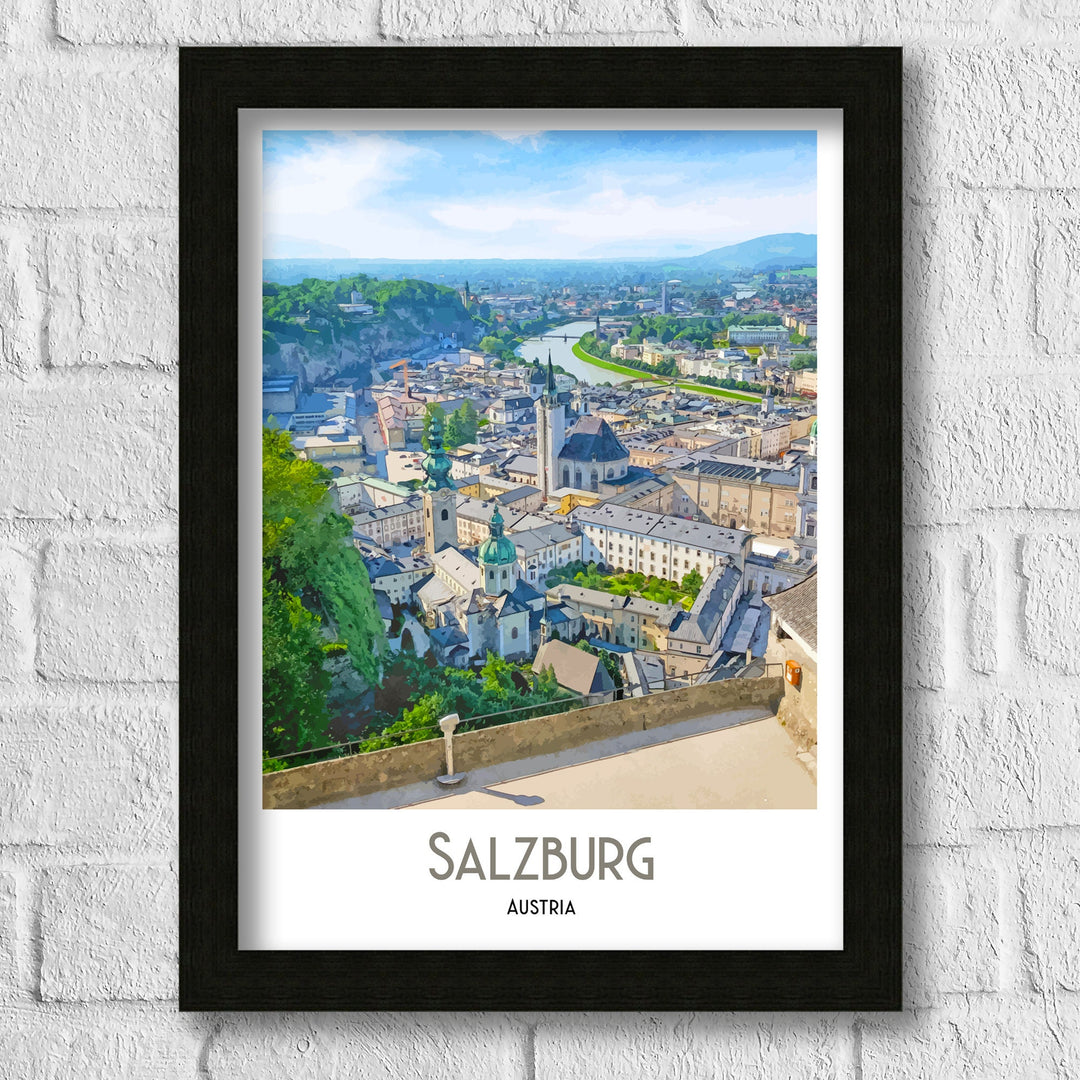 Salzburg Travel Poster, Austria Print, Salzburg Austria, Wall Art, Home Decor