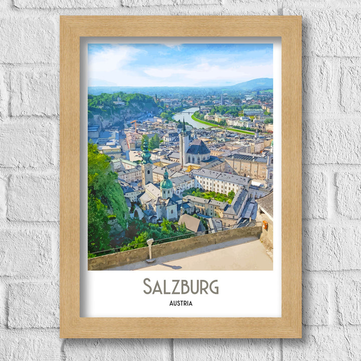 Salzburg Travel Poster, Austria Print, Salzburg Austria, Wall Art, Home Decor