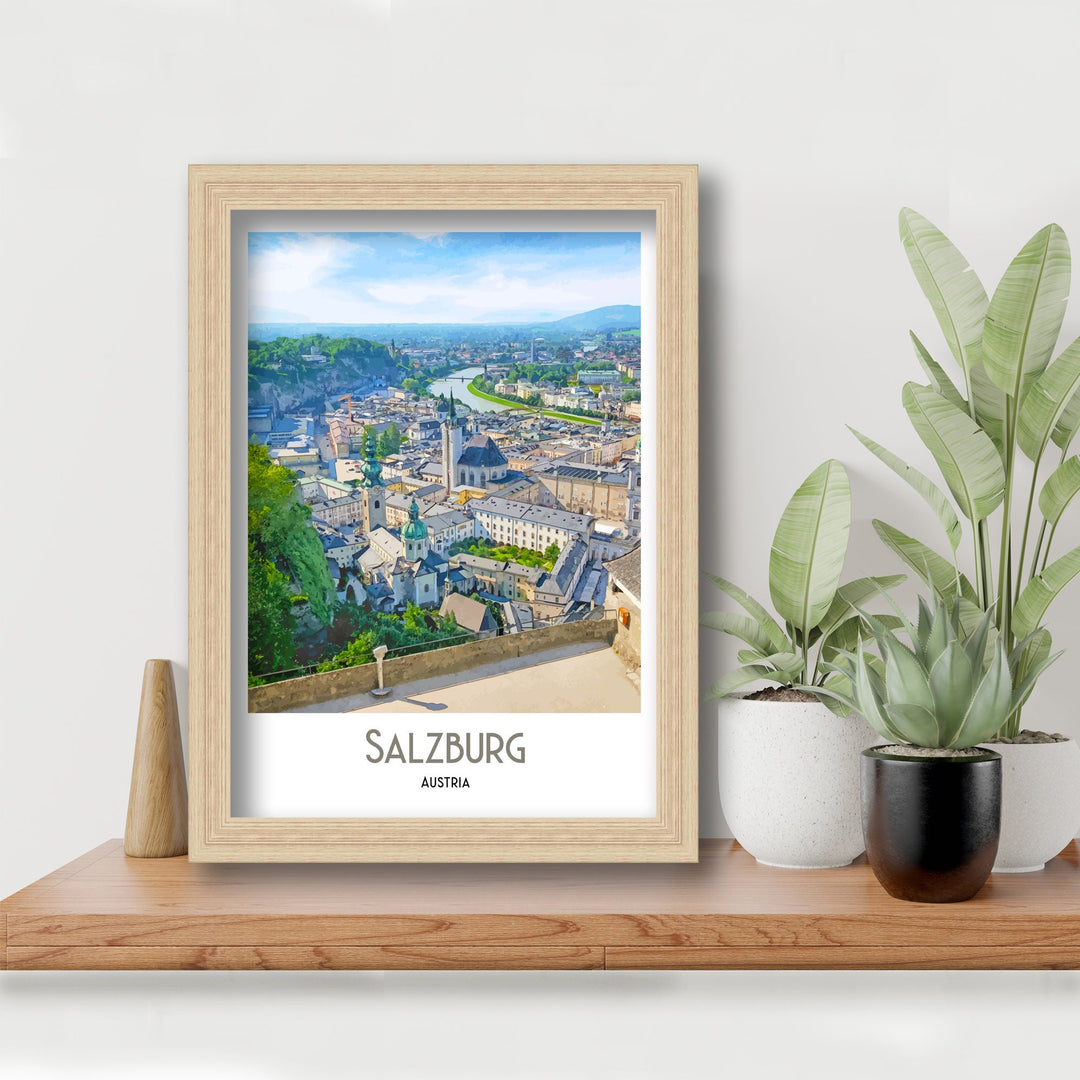 Salzburg Travel Poster, Austria Print, Salzburg Austria, Wall Art, Home Decor