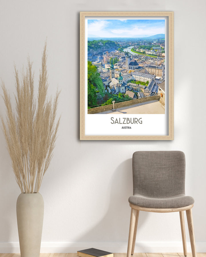 Salzburg Travel Poster, Austria Print, Salzburg Austria, Wall Art, Home Decor