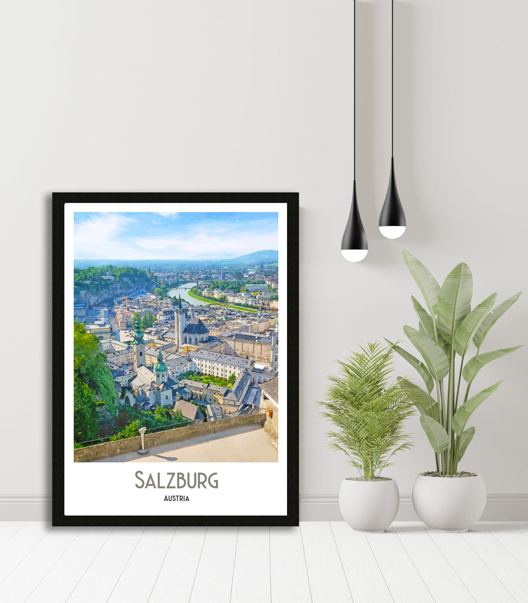 Salzburg Travel Poster, Austria Print, Salzburg Austria, Wall Art, Home Decor