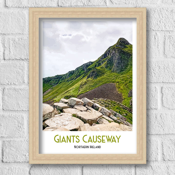 Giant's Causeway Poster, County Antrim, Northern Ireland, Retro Travel Print, Irish Wall Art, Causeway Coast, Belfast, Travel Poster