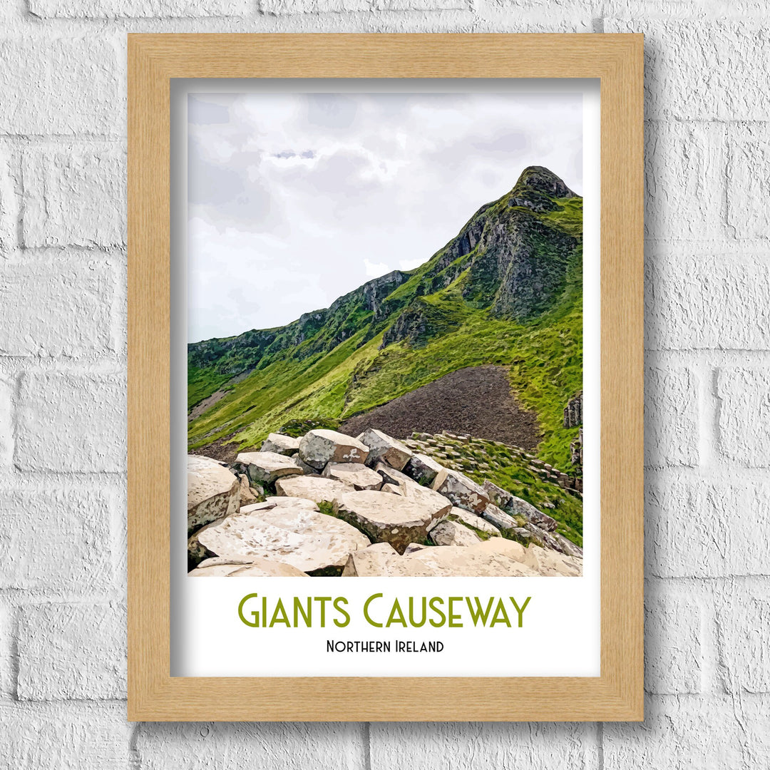 Giant's Causeway Poster, County Antrim, Northern Ireland, Retro Travel Print, Irish Wall Art, Causeway Coast, Belfast, Travel Poster