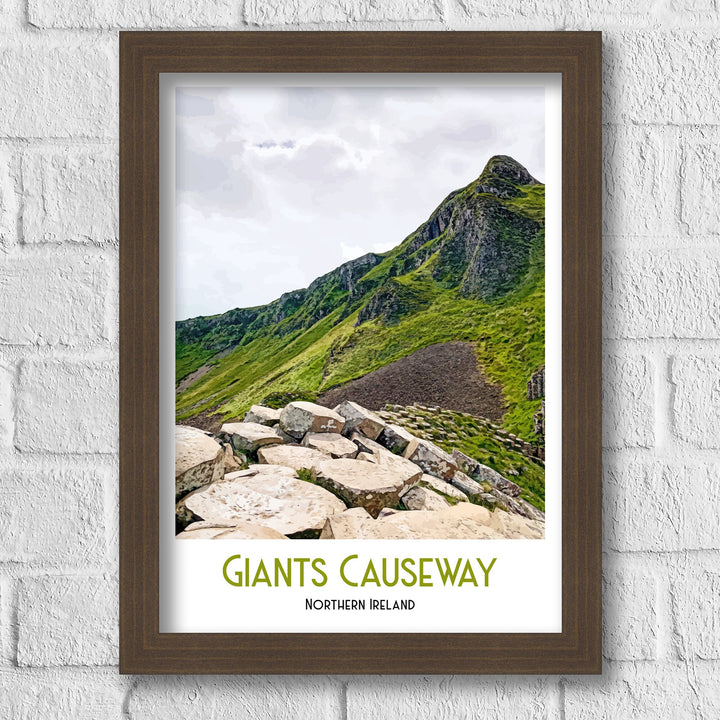 Giant's Causeway Poster, County Antrim, Northern Ireland, Retro Travel Print, Irish Wall Art, Causeway Coast, Belfast, Travel Poster