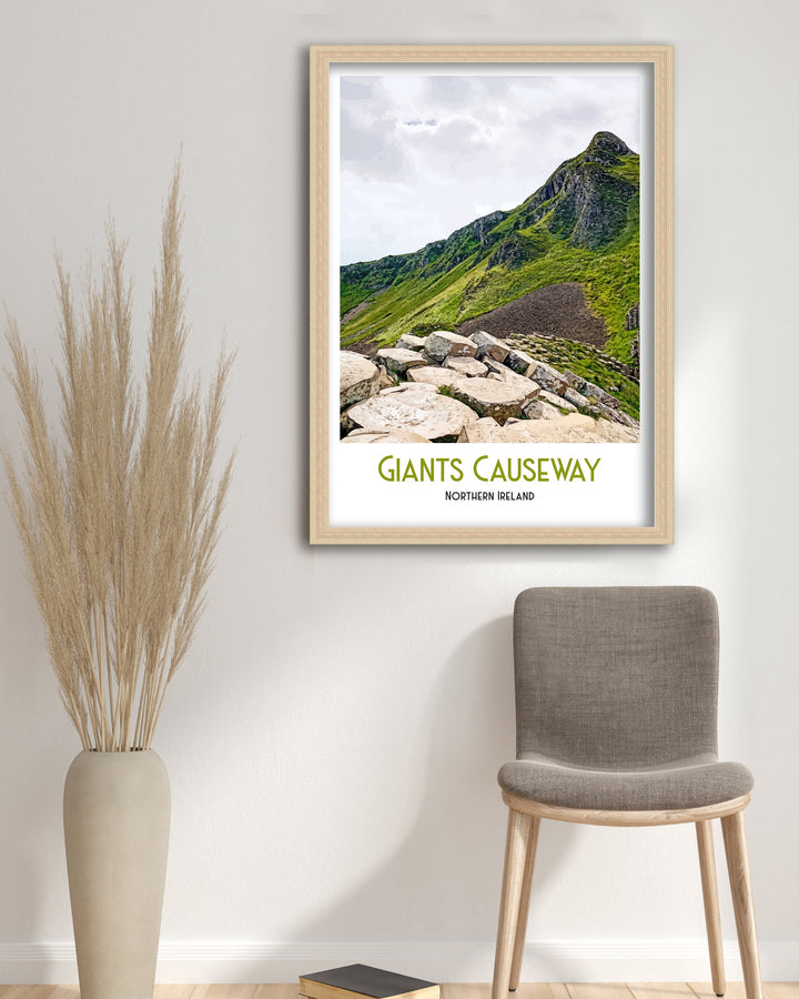 Giant's Causeway Poster, County Antrim, Northern Ireland, Retro Travel Print, Irish Wall Art, Causeway Coast, Belfast, Travel Poster