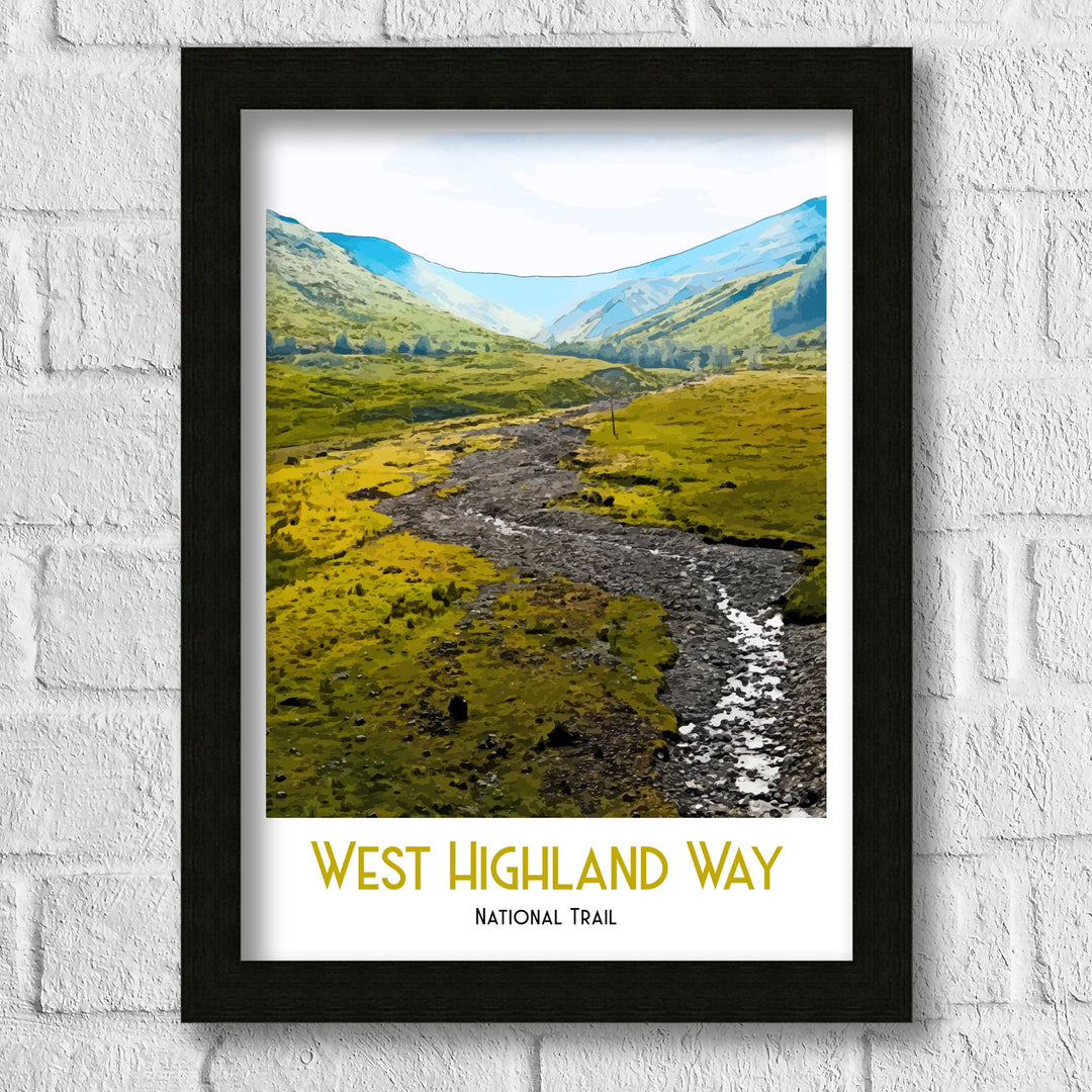 West Highland Way Hiking Poster, Retro Travel Print, National Park Poster, Glencoe, Scottish Highlands, Gift for Hikers, Scotland Print
