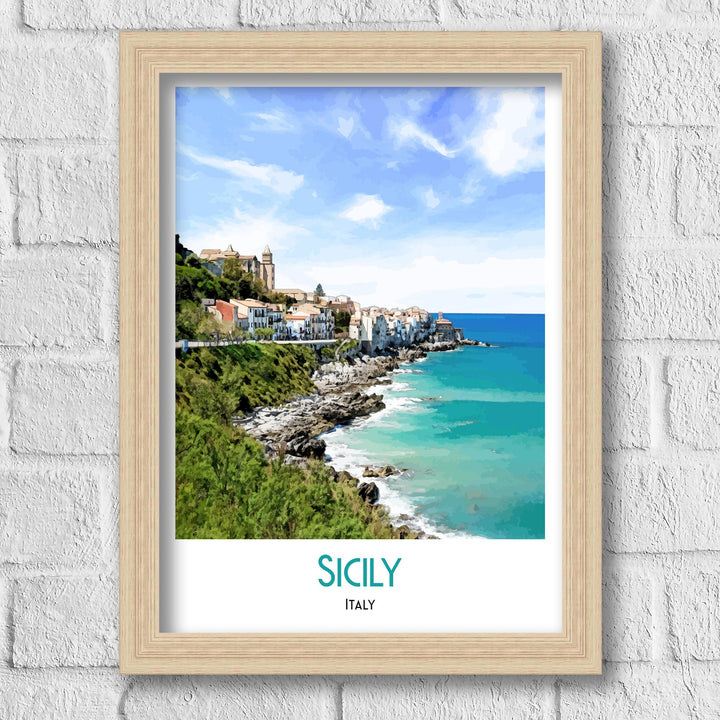 Sicily Print, Sicily Travel Poster, Sicily Art, Sicily Wall Art, Travel Poster Print, Vintage Travel Print, Sicily, Italian Art Print