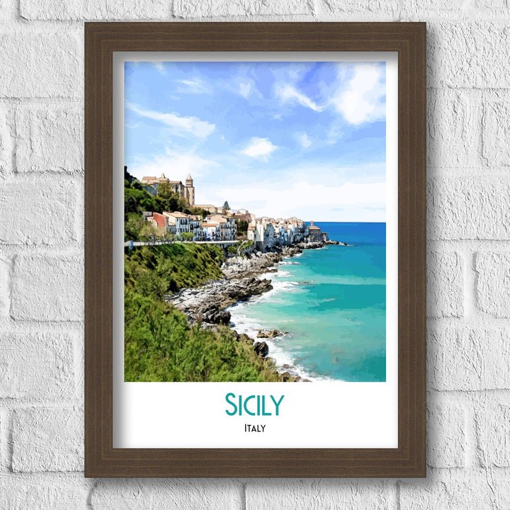 Sicily Print, Sicily Travel Poster, Sicily Art, Sicily Wall Art, Travel Poster Print, Vintage Travel Print, Sicily, Italian Art Print