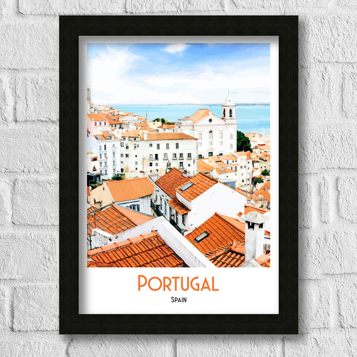 Portugal Spain Print, Portugal Travel Poster, Portugal Art, Portugal Wall Art, Travel Poster Print, Vintage Travel Print, Spanish Art Print